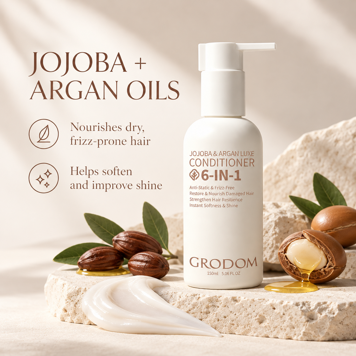 GRODOM Jojoba & Argan Oil Conditioner for Dry Hair, 5.06 fl oz detail image