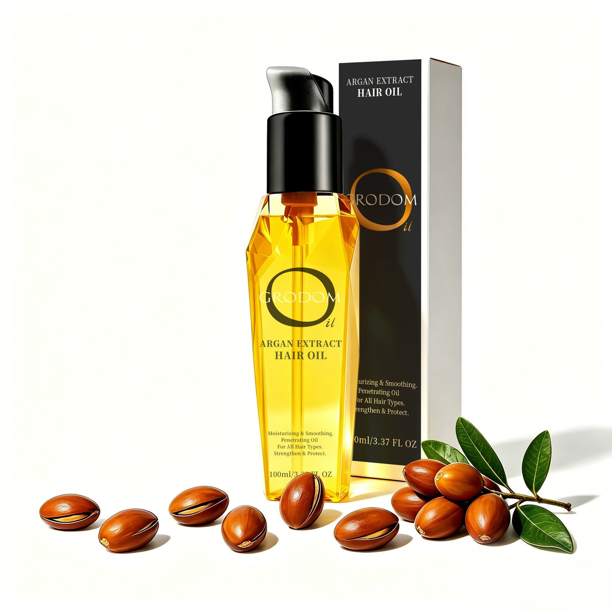 GRODOM Argan Extract Hair Oil for Frizz & Shine, 3.37 fl oz front product image