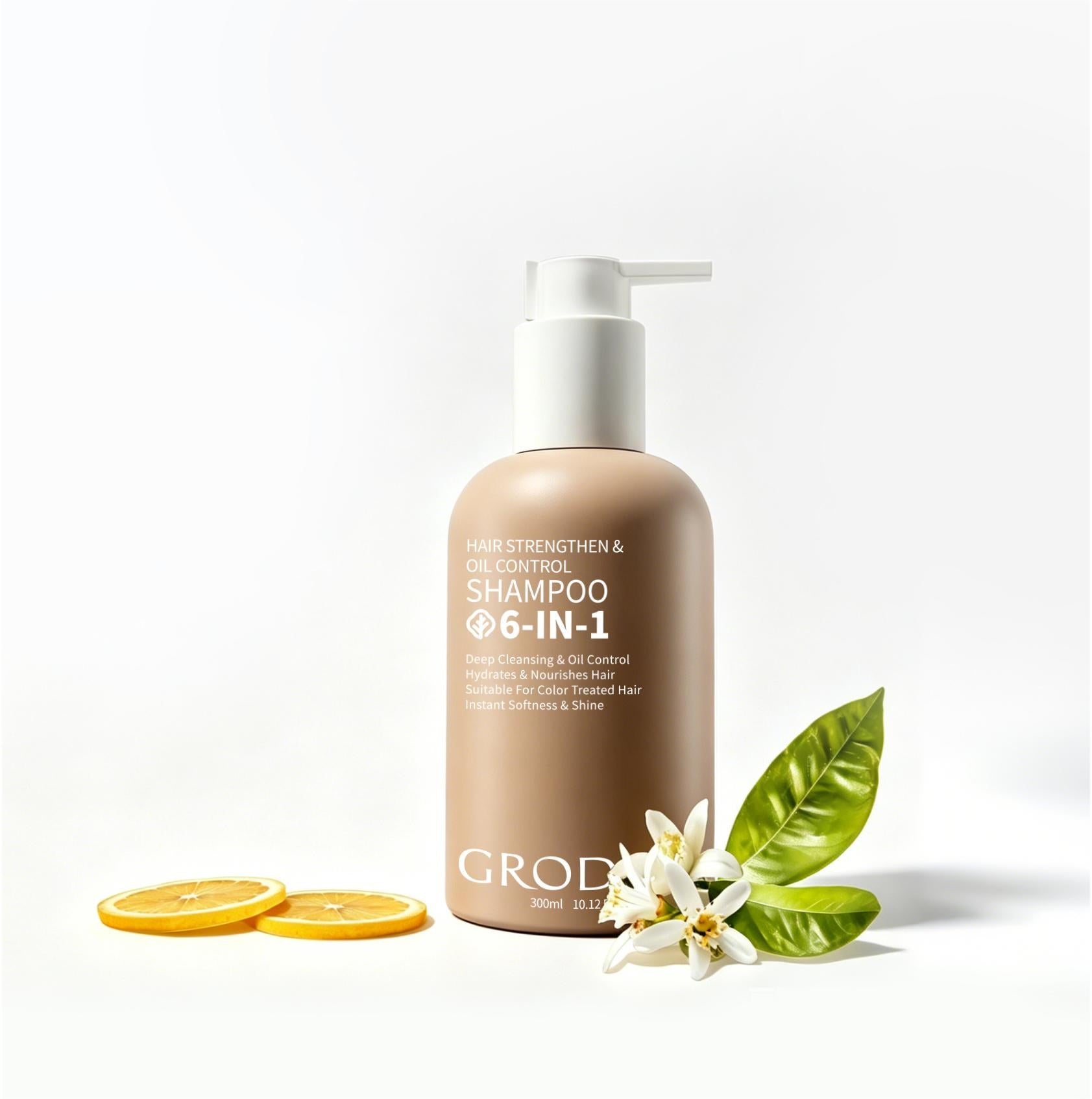 GRODOM 6-in-1 shampoo product in natural light